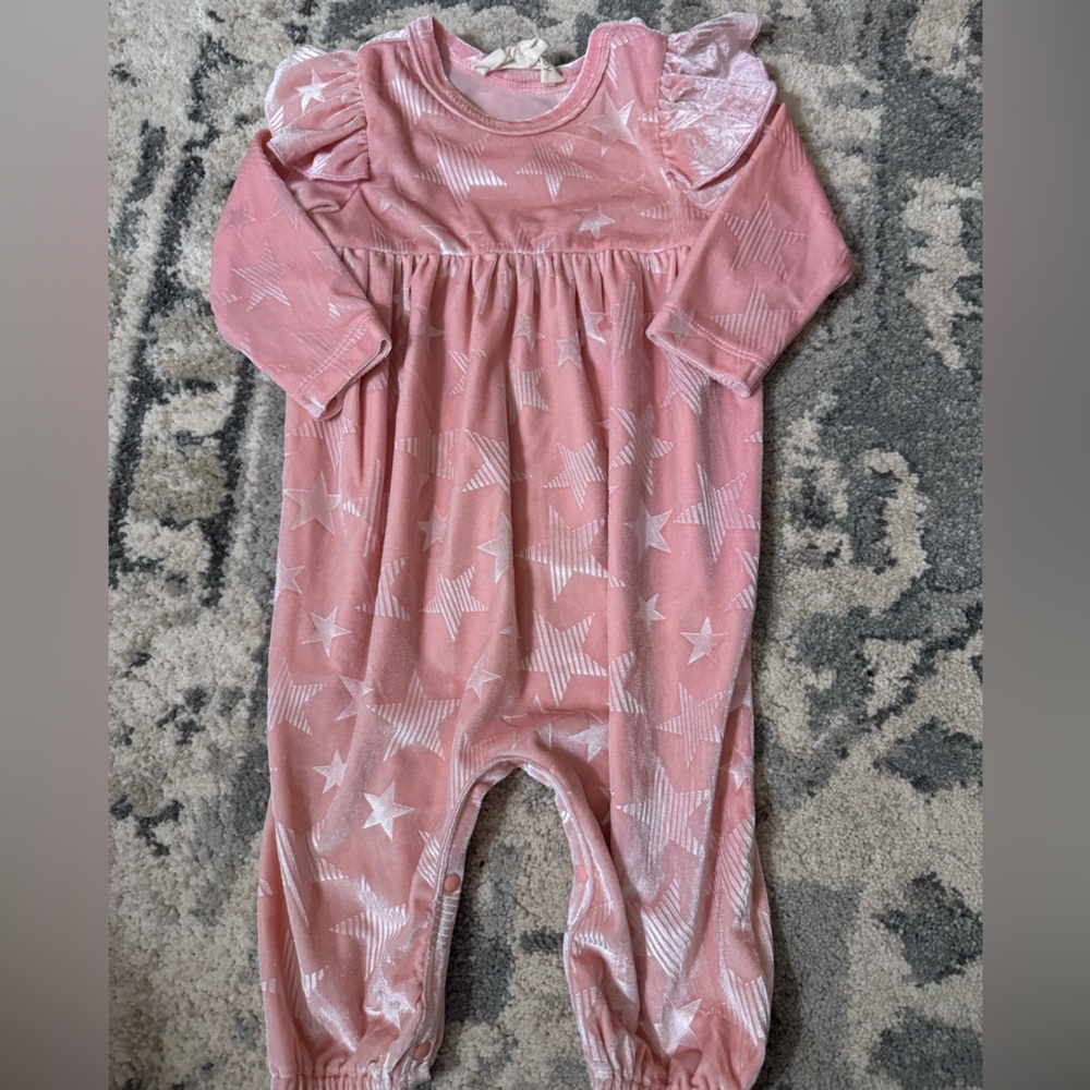 Pink Star Patterned Kids Romper